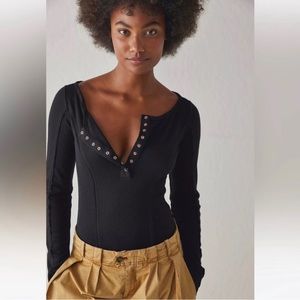 NWOT Free People Sloane Bodysuit Medium Snap Front